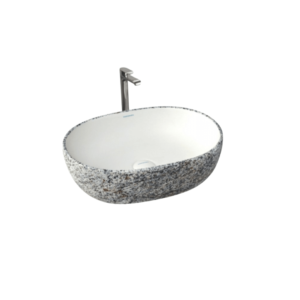 white granite table top basin