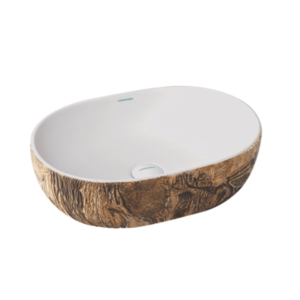 rock wood table top basin
