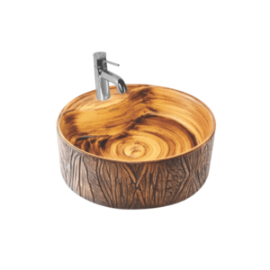 wood trunk table top basin