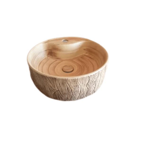 wood trunk table top basin