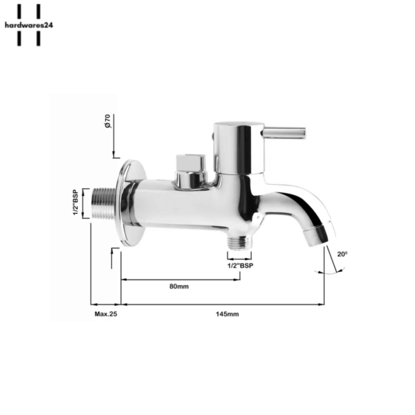 Jaquar 2 Way Bib Cock